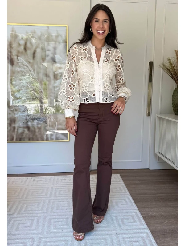 CAMISA JENI RENDADO - COSH JEANS - Creme