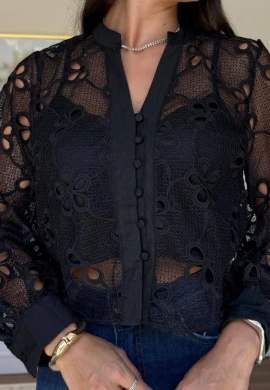 CAMISA JENI RENDADO - COSH JEANS - Preto