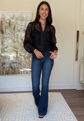 CAMISA JENI RENDADO - COSH JEANS - Preto