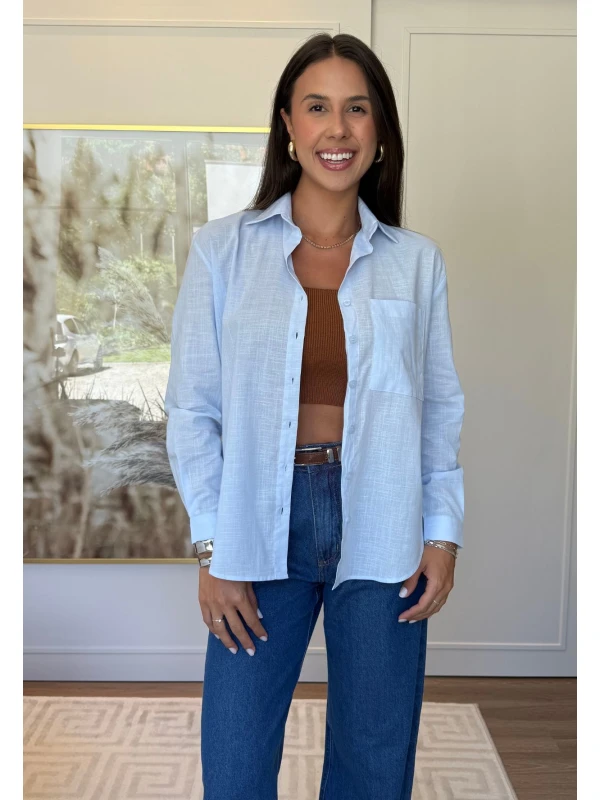 CAMISA LARI OVERSIZE - COSH JEANS - Azul maya