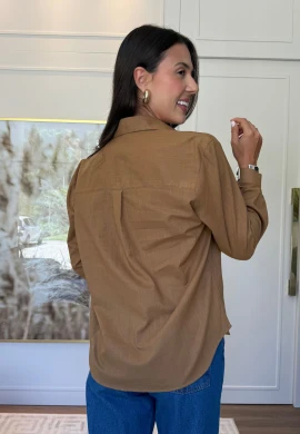 CAMISA LARI OVERSIZE - COSH JEANS - Marrom