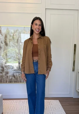 CAMISA LARI OVERSIZE - COSH JEANS - Marrom