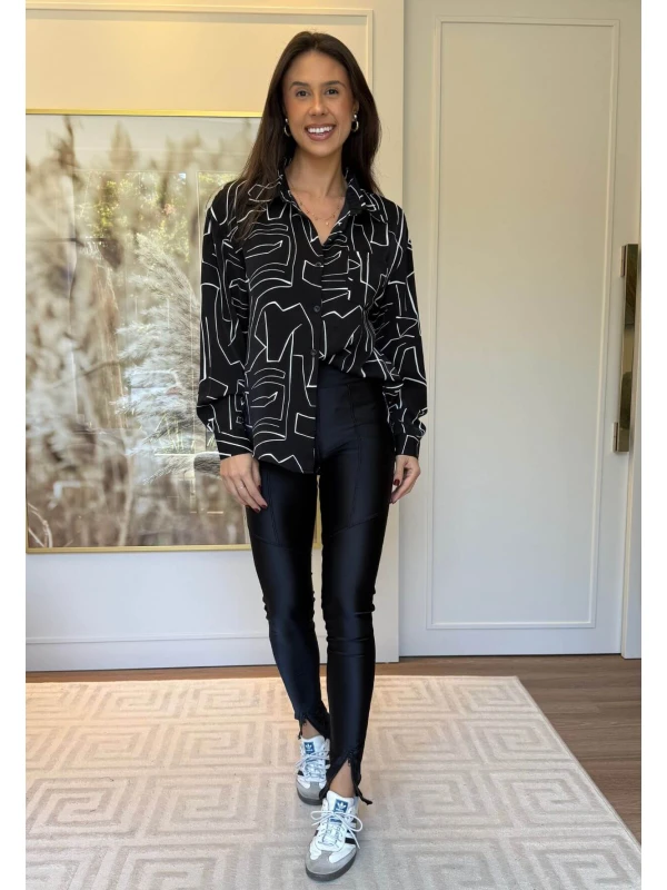CAMISA LUCIA ESTAMPADA - COSH JEANS - Preto