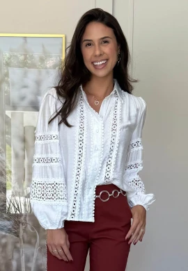 CAMISA MANGA LONGA LAIS - COSH JEANS - Branco