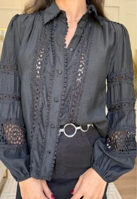 CAMISA MANGA LONGA LAIS - COSH JEANS - Preto