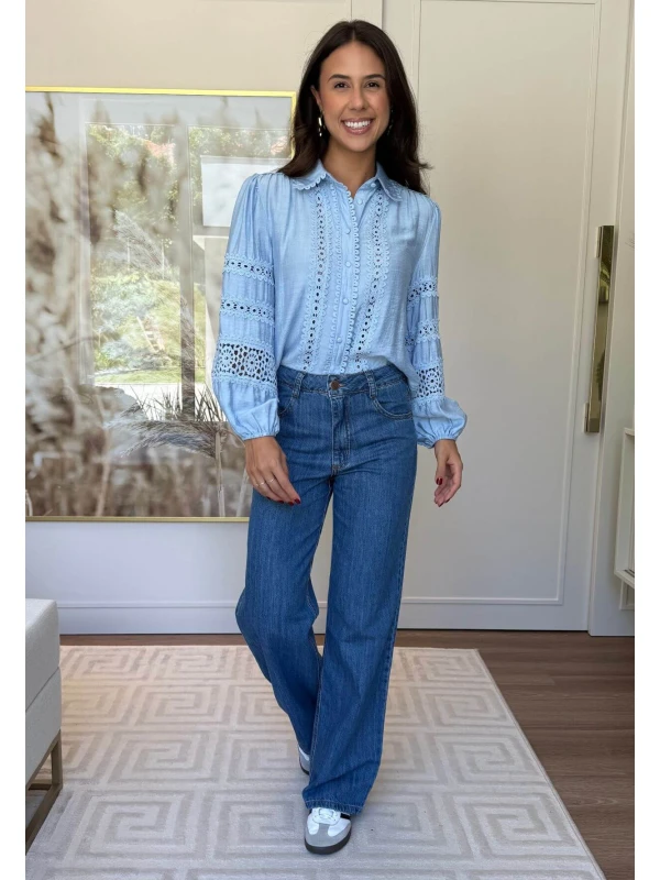 CAMISA MANGA LONGA LAIS - COSH JEANS - Azul