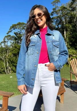 CAMISÃO JEANS DESTROYED FEMININO  COSH JEANS - Jeans