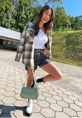 CAMISÃO XADREZ FEMININO FLANELA  COSH JEANS - Verde