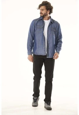 CAMISETA MASCULINA BOLSOS FRONTAIS - Jeans