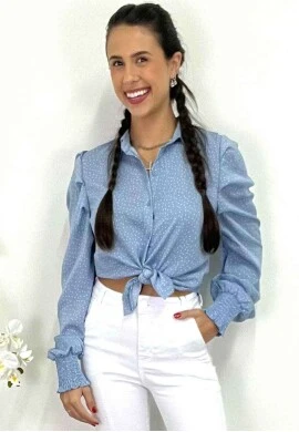 CAMISETE DE BOLINHAS MANGA LONGA  COSH JEANS - Azul