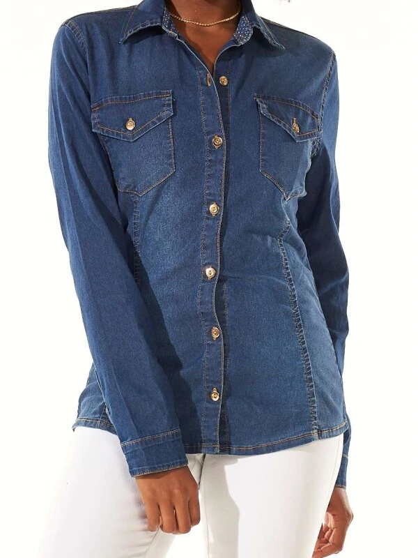 CAMISETE FEMININO COM ELASTANO - Jeans