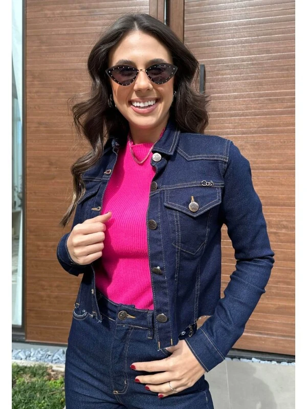 CAMISETE JEANS ESCURO FEMININO  COSH JEANS - Jeans