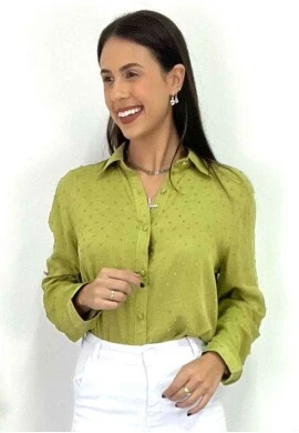 CAMISETE MANGA LONGA DE BOTÕES  COSH JEANS - Verde abacate