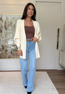 CARDIGA MARCIA CANELADO - COSH JEANS - Bege