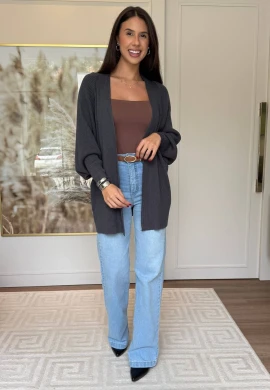 CARDIGA MARCIA CANELADO - COSH JEANS - Chumbo