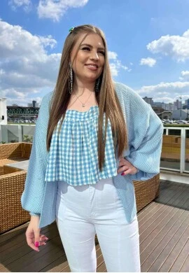CARDIGAN TRICOT FEMININO  COSH JEANS - Azul soft