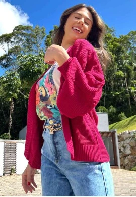 CARDIGAN TRICOT FEMININO  COSH JEANS - Pink