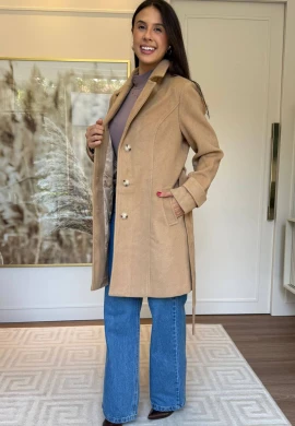 CASACO DORA LÃ BATIDA - COSH JEANS - Caramelo