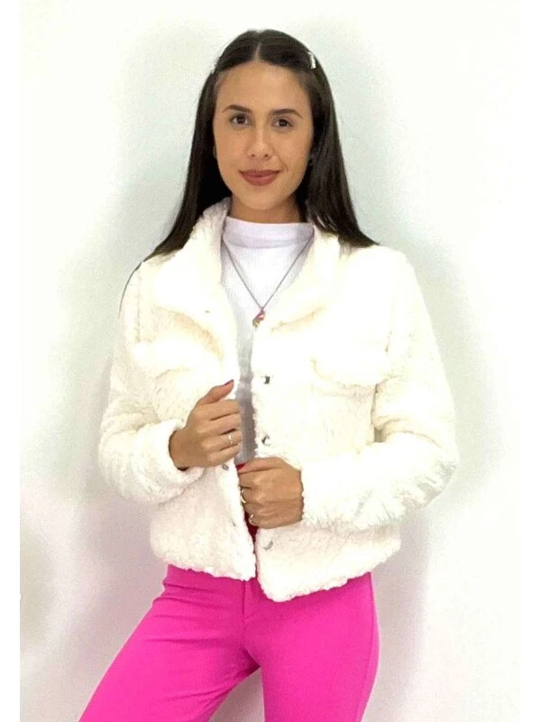 CASACO TEDDY FEMININO NEGA RIO  COSH JEANS - Off white