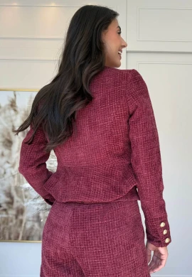 CASAQUETO AVELUDADO TWEED - COSH JEANS - Bordo