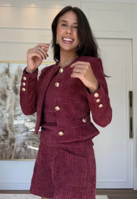 CASAQUETO AVELUDADO TWEED - COSH JEANS - Bordo