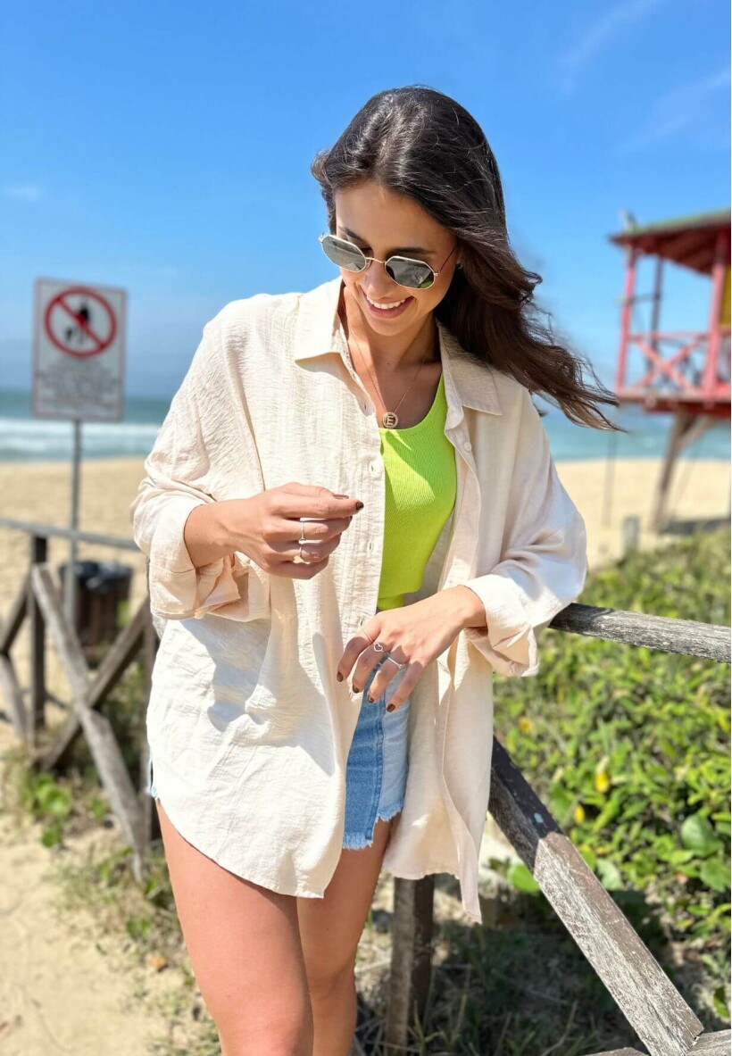 Camisa creme sales feminina