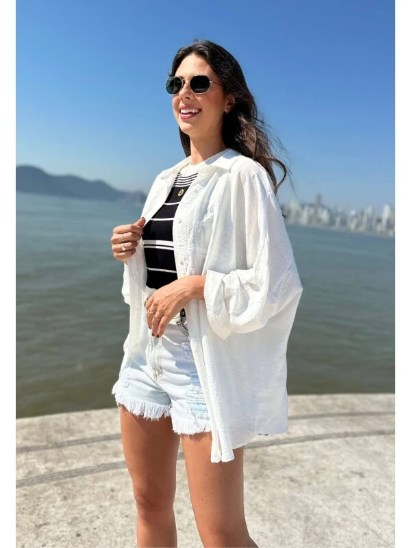 Camisa Feminina Oversized Zetinha - Cosh - Branco