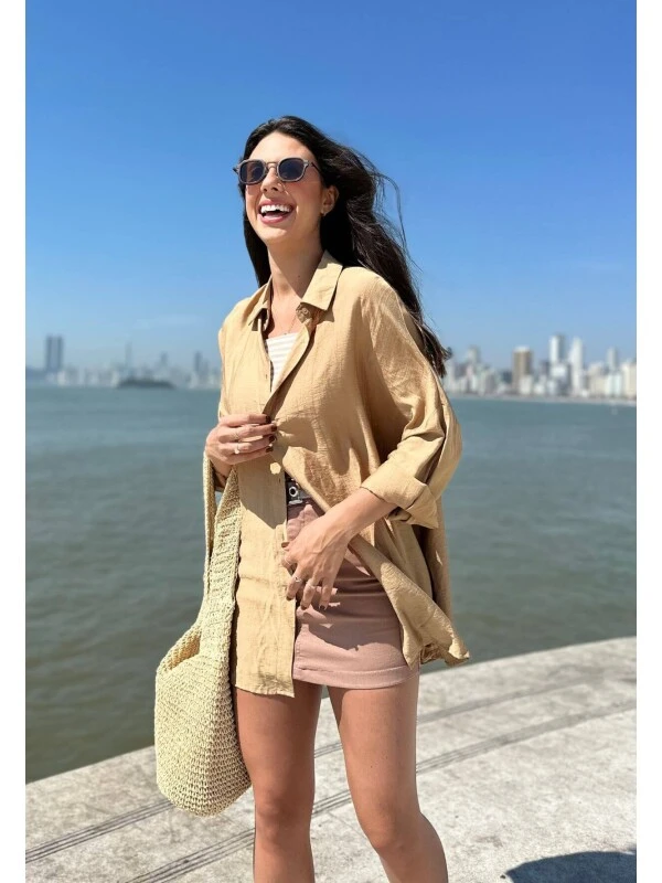 Camisa Feminina Oversized Zetinha - Cosh - Caqui