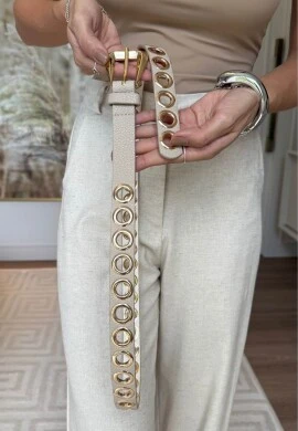 CINTO TAXAS FEMININO - COSH JEANS - Bege