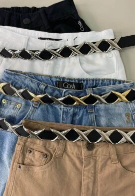 Cinto Detalhe em Metal X - Cosh Jeans - Preto/prata