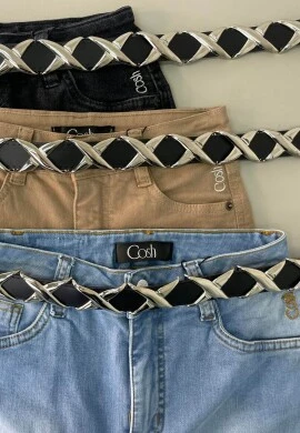 Cinto Detalhe em Metal X - Cosh Jeans - Preto/prata