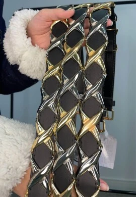 Cinto Detalhe em Metal X - Cosh Jeans - Preto/prata/dourado