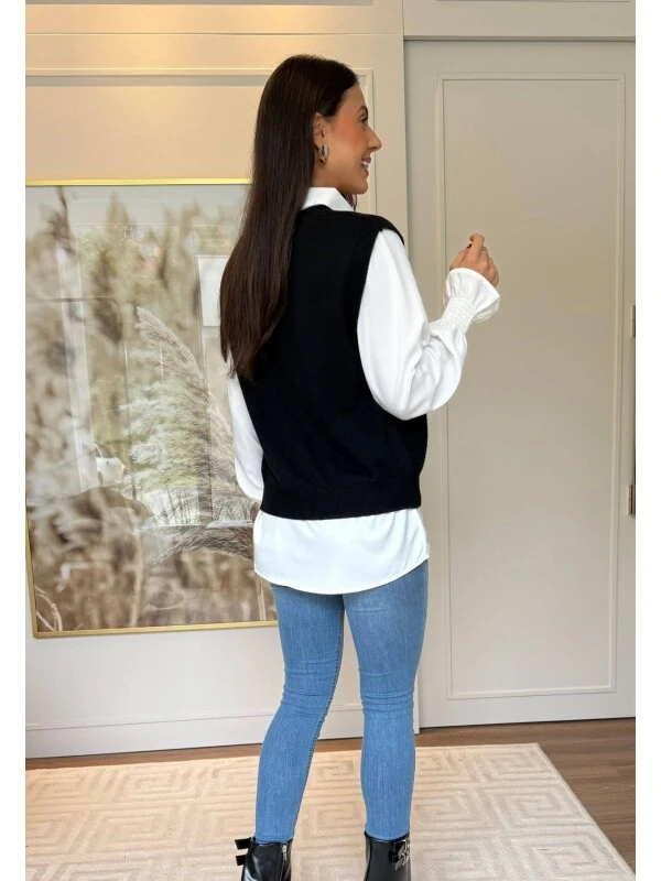 COLETE E CAMISA LUIZA MODAL - COSH JEANS - Preto
