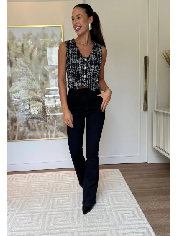 COLETE TWWED - COSH JEANS - Preto