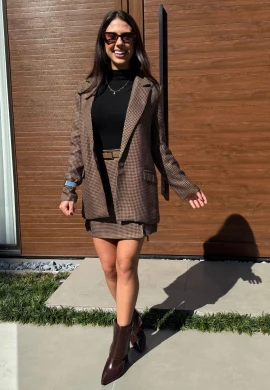CONJUNTO BLAZER E SAIA - COSH JEANS - Marrom