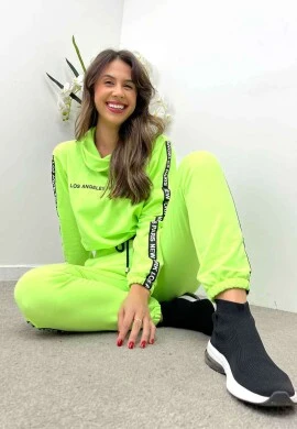 CONJUNTO CALÇA E BLUSA MOLETOM FEMININA - COSH JEANS - Verde neon