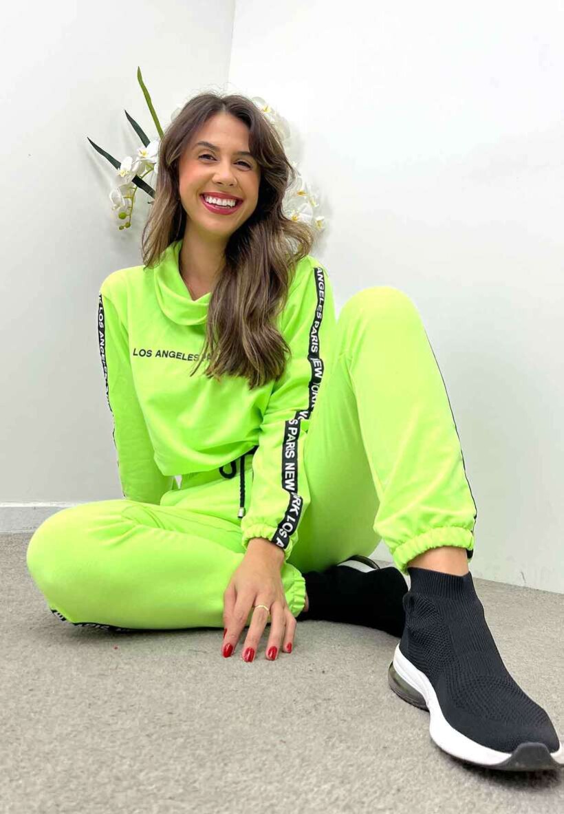CONJUNTO CAL A E BLUSA MOLETOM FEMININA COSH JEANS Verde neon