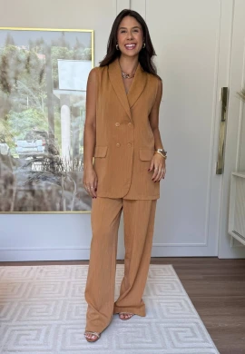 CONJUNTO DE ALFAIATARIA KELI - COSH JEANS - Capuccino