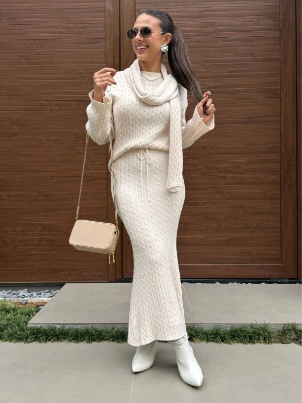 CONJUNTO EM MODAL 3 PEÇAS CHANEL - COSH JEANS - Off white