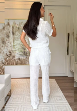 CONJUNTO FEMININO EM CREPE CAMBRAIA - COSH JEANS - Off white