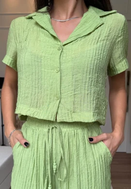 CONJUNTO FEMININO EM CREPE CAMBRAIA - COSH JEANS - Verde claro