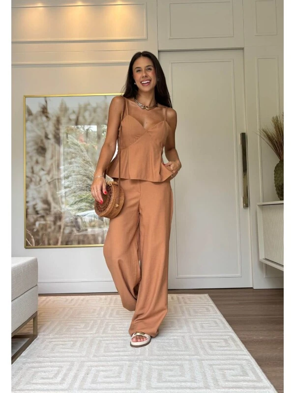 CONJUNTO FLORA - COSH JEANS - Marrom