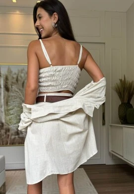 CONJUNTO TOP E CHAMISE - COSH JEANS - Bege