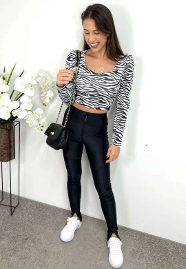 CROPPED COM BOJO MANGAS LONGAS  COSH JEANS - Zebra