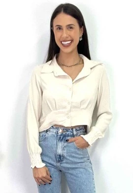 CROPPED DE BOTÕES MANGA LONGA  COSH JEANS - Off white