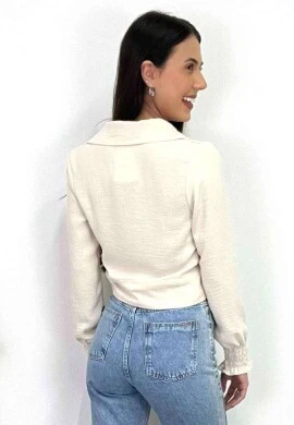 CROPPED DE BOTÕES MANGA LONGA  COSH JEANS - Off white