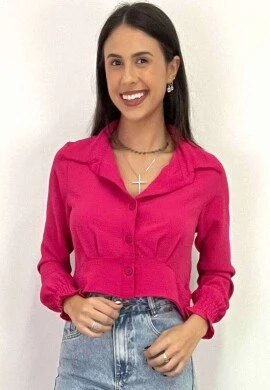 CROPPED DE BOTÕES MANGA LONGA  COSH JEANS - Pink