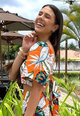 CROPPED ESTAMPADO NEGA RIO - COSH JEANS - Laranja