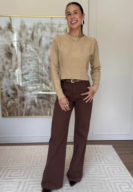 CROPPED ESTELA MODAL - COSH JEANS - Caqui