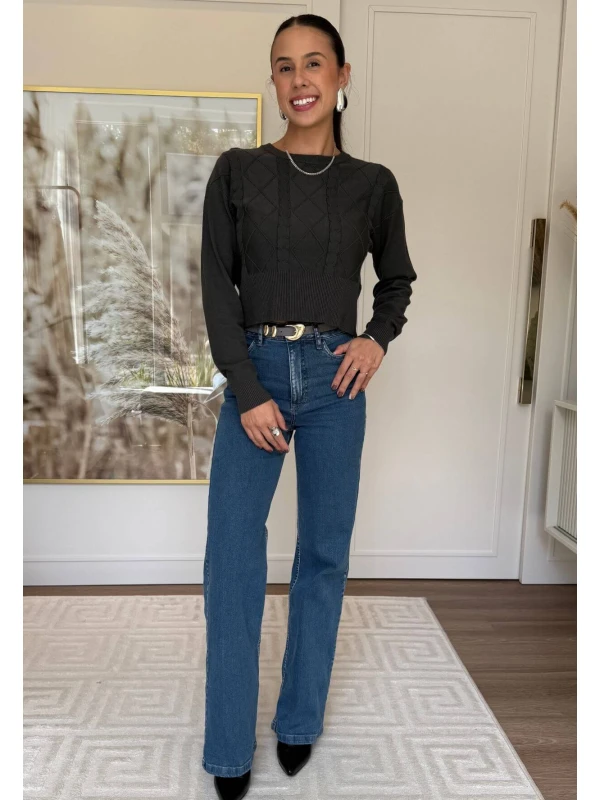 CROPPED ESTELA MODAL - COSH JEANS - Chumbo